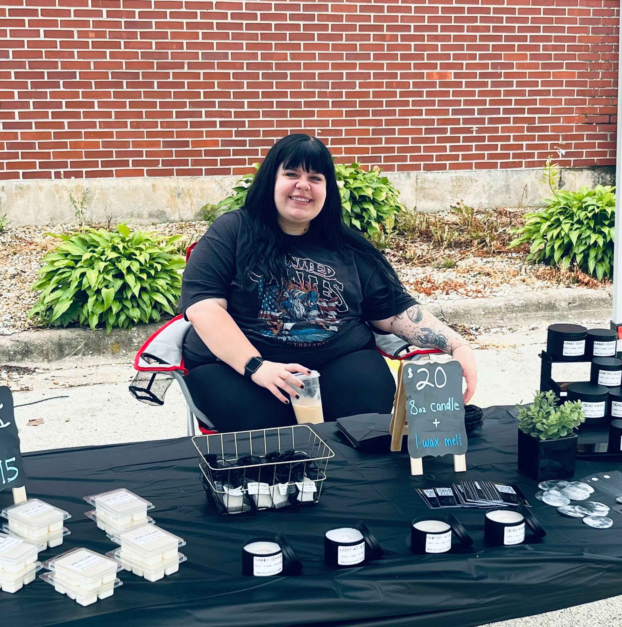 Aubrey at the Black Moon booth
