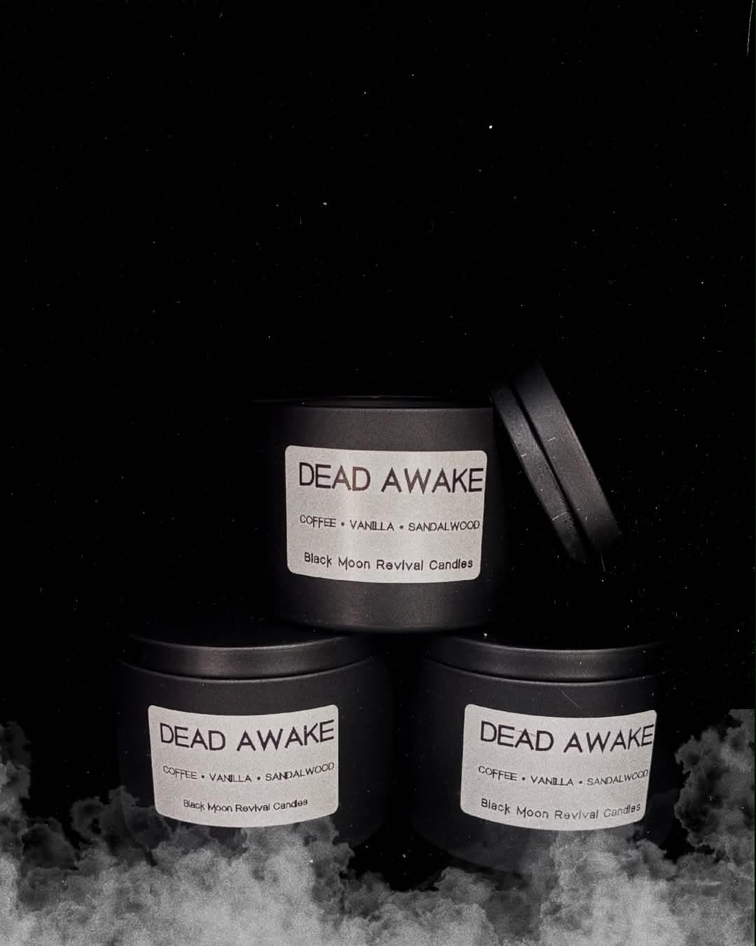 Dead Awake candle, lit